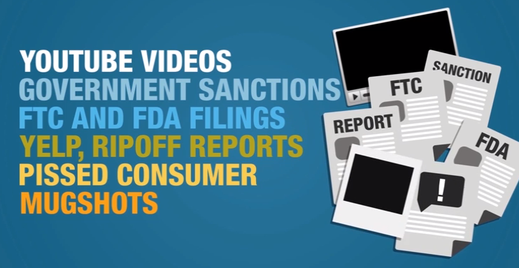 youtube government listings consumer reports FTC FDA mugshots ripoff reports yelp